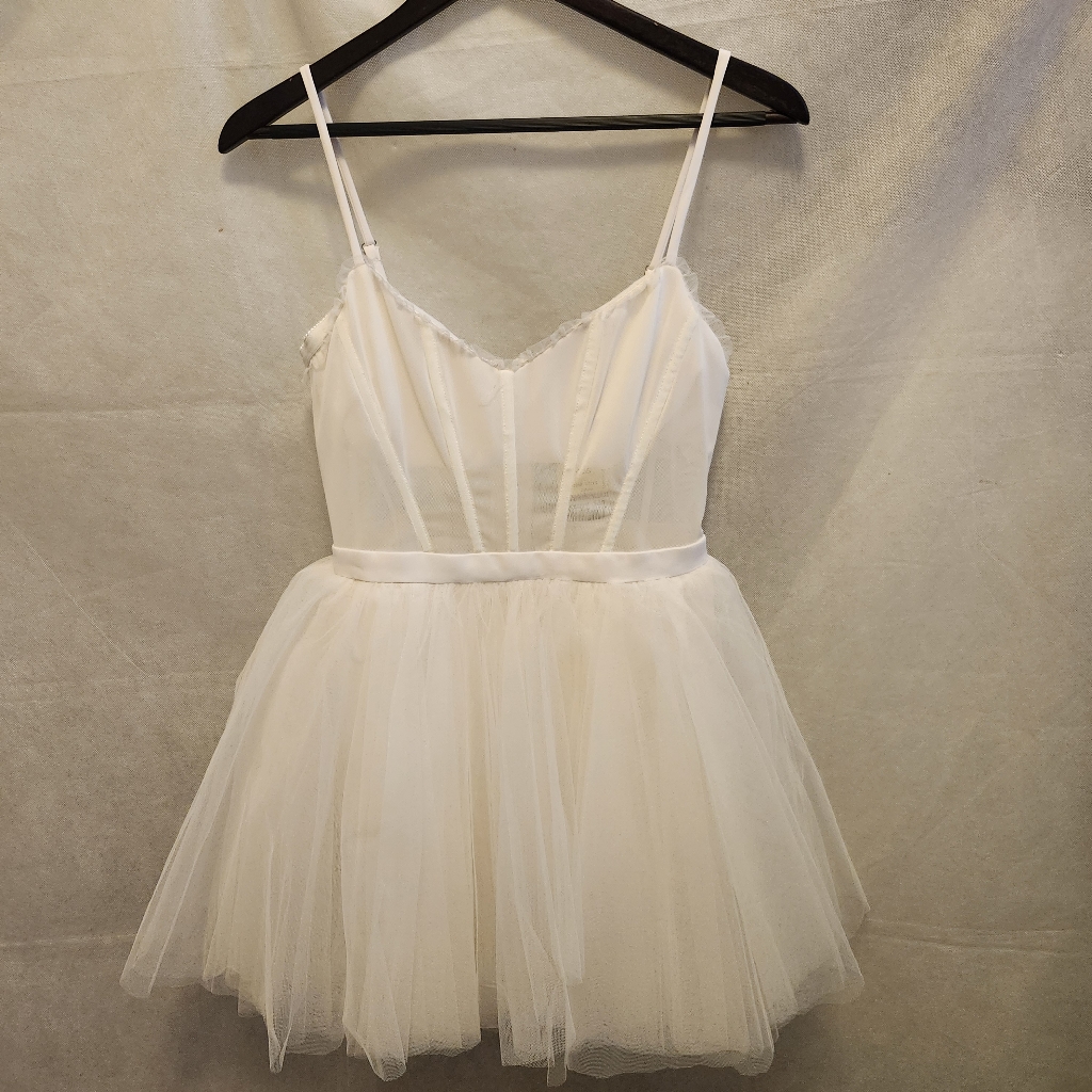 Bcbgmaxazria Women’s Tulle Corset Bodice Mini Dress In Gardenia Sz 6